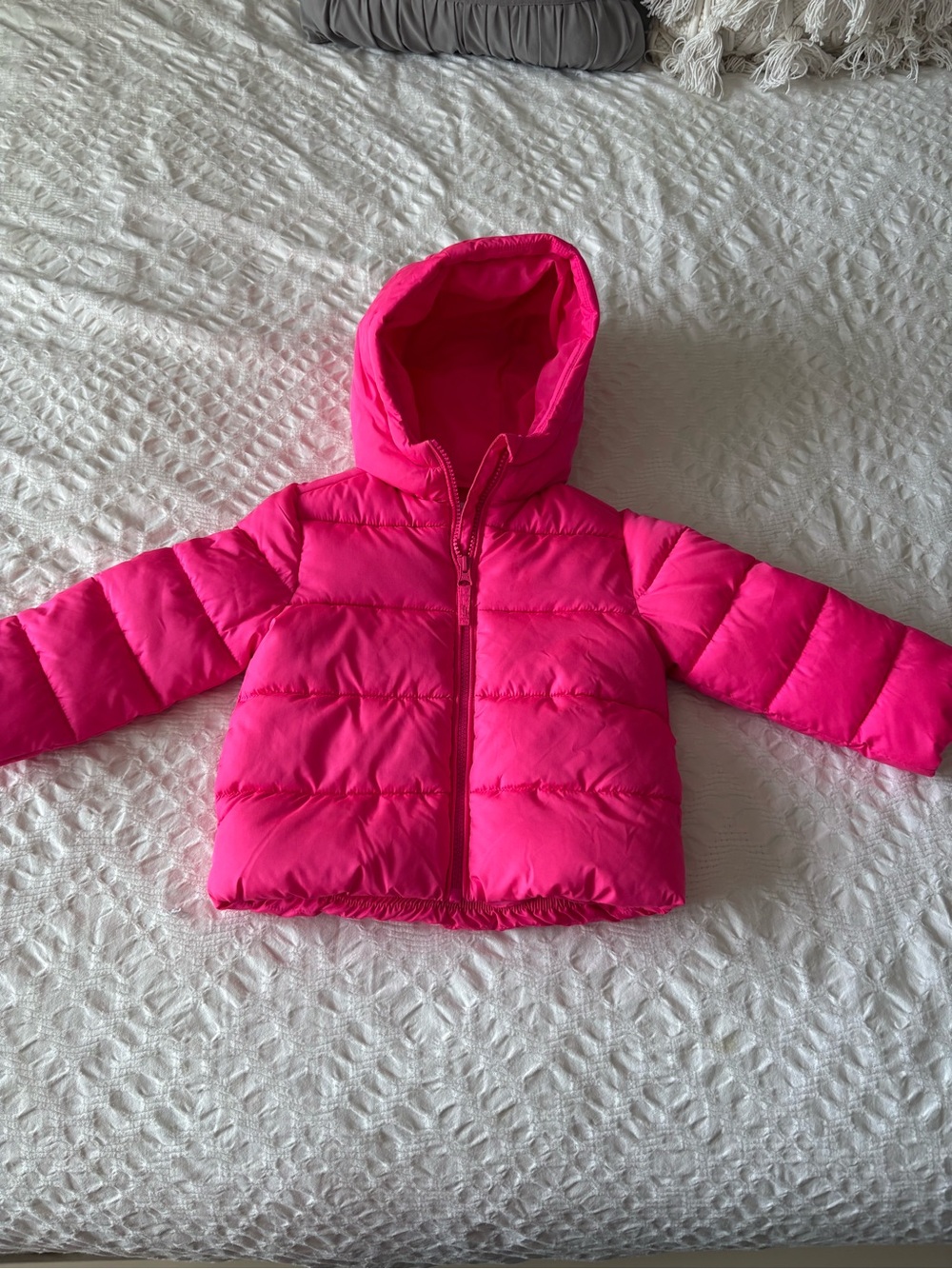 The Children's Place Bright Hot Pink Puffer Jacket with Hood